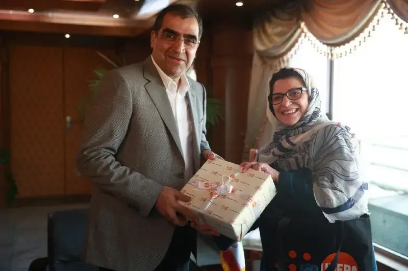 Dr. Leila Joudane, UNFPA Representative in the IRI meeting H.E. Dr. Hassan Ghazizadeh Hashemi, the Minister of Health and Medical Education